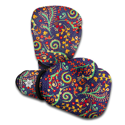 Mandala Floral Bohemian Pattern Print Boxing Gloves