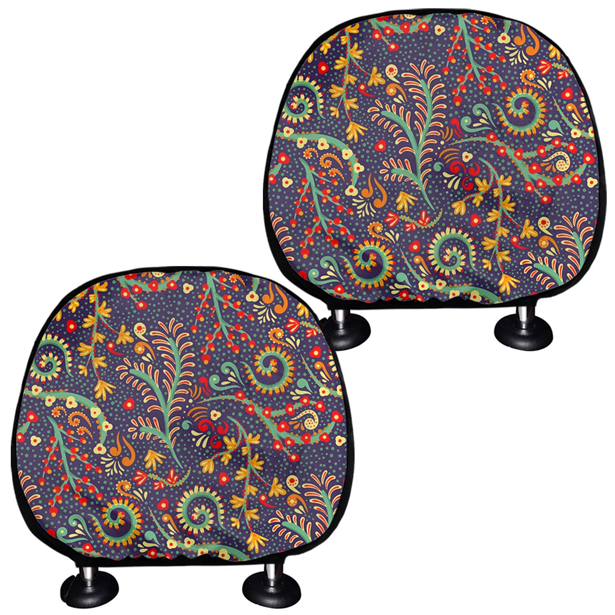 Mandala Floral Bohemian Pattern Print Car Headrest Covers