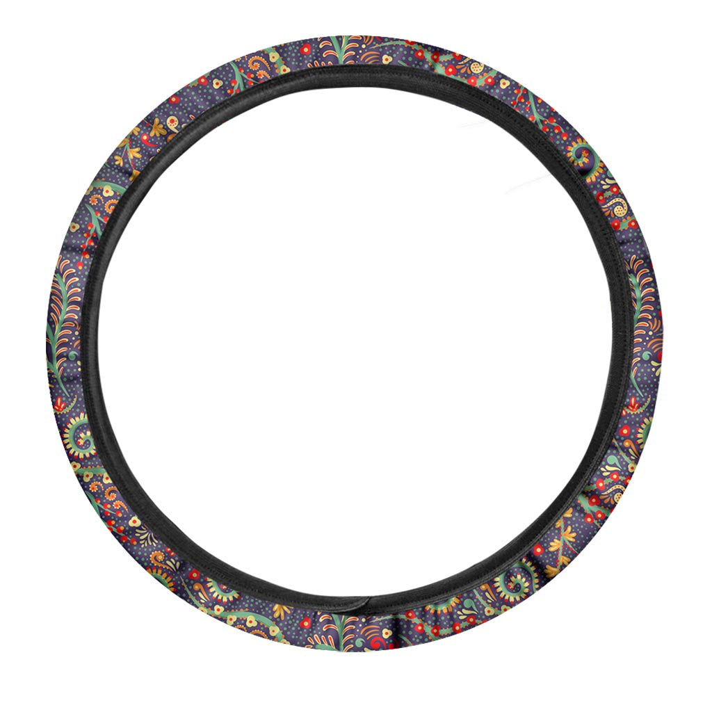 Mandala Floral Bohemian Pattern Print Car Steering Wheel Cover