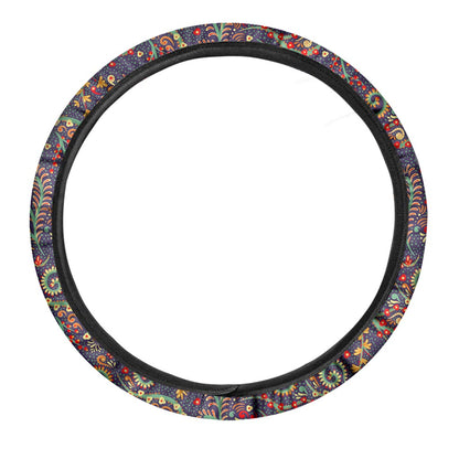 Mandala Floral Bohemian Pattern Print Car Steering Wheel Cover