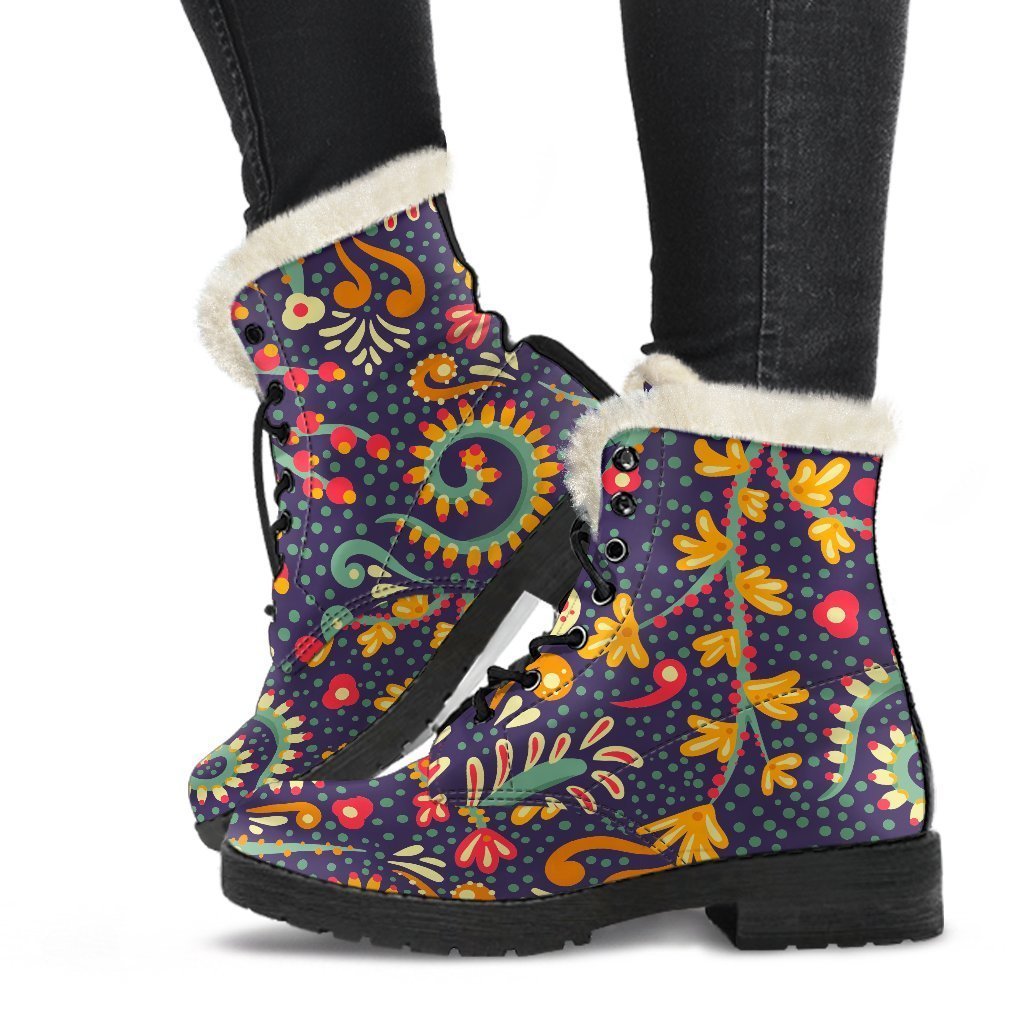 Mandala Floral Bohemian Pattern Print Comfy Boots GearFrost