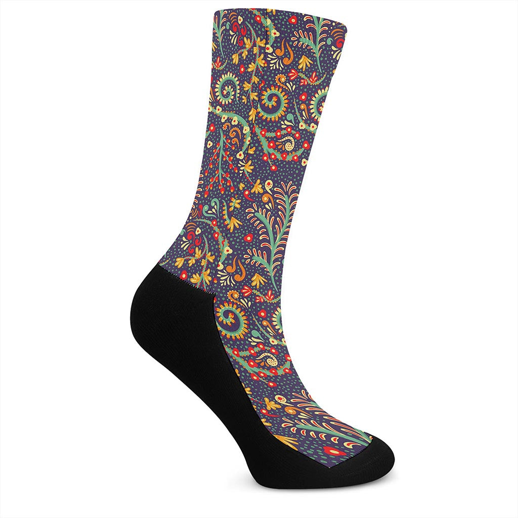 Mandala Floral Bohemian Pattern Print Crew Socks