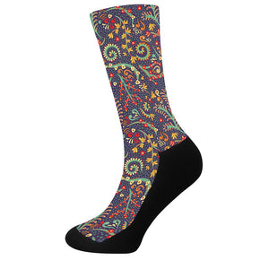 Mandala Floral Bohemian Pattern Print Crew Socks