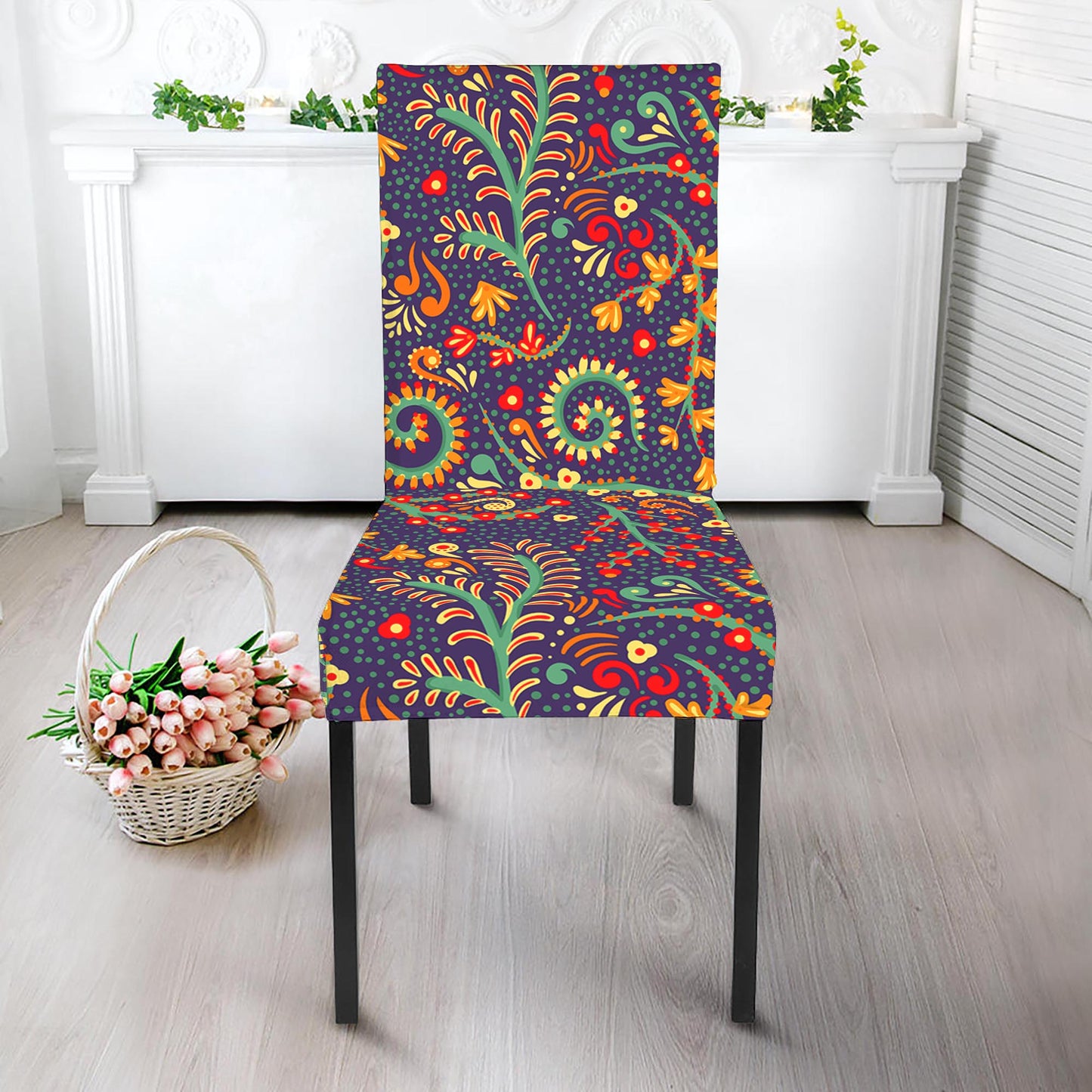 Mandala Floral Bohemian Pattern Print Dining Chair Slipcover