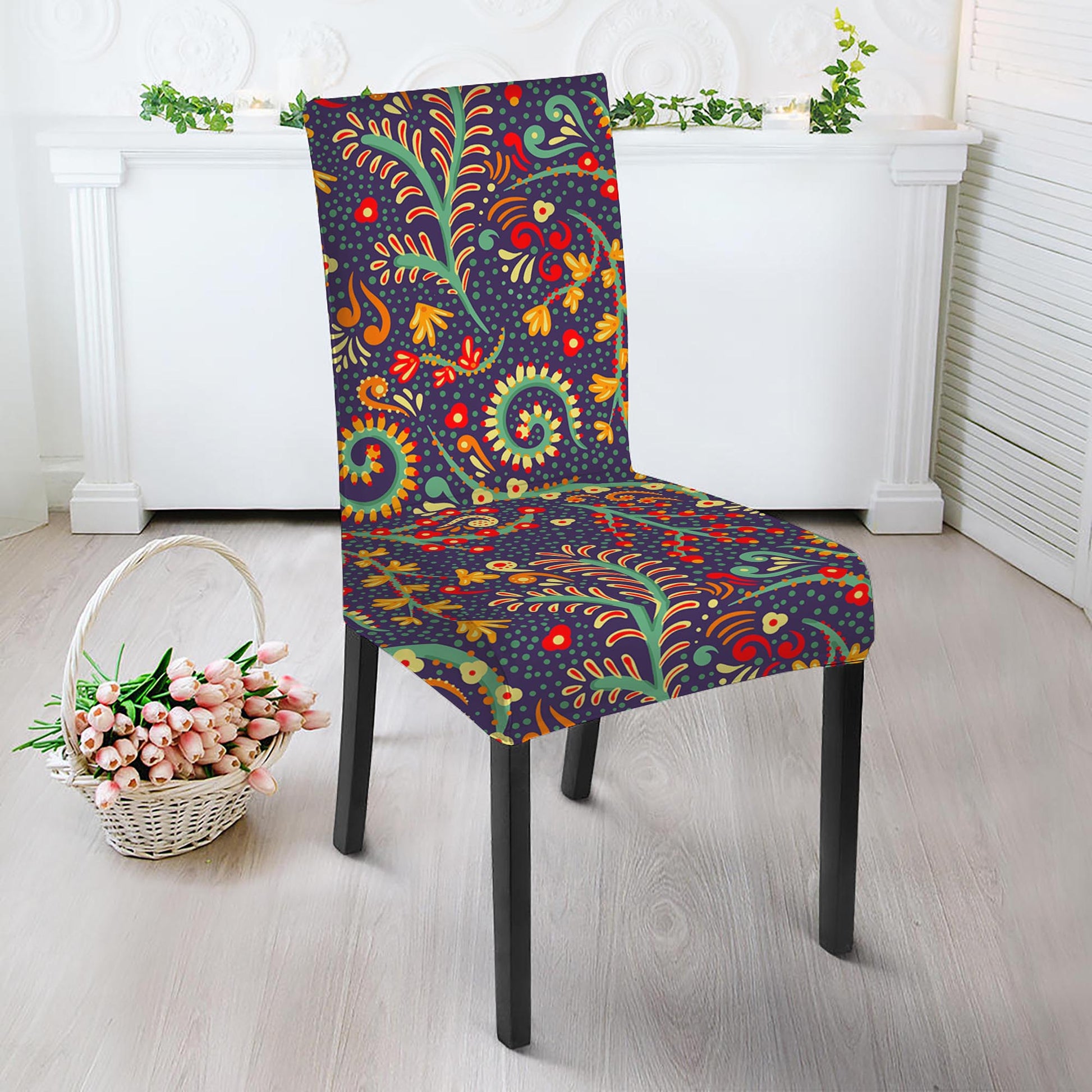 Mandala Floral Bohemian Pattern Print Dining Chair Slipcover