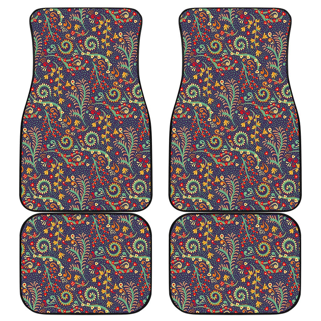 Mandala Floral Bohemian Pattern Print Front and Back Car Floor Mats