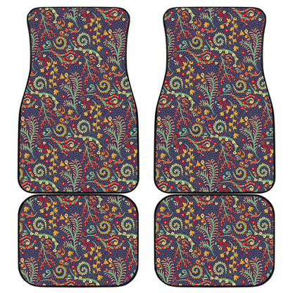 Mandala Floral Bohemian Pattern Print Front and Back Car Floor Mats