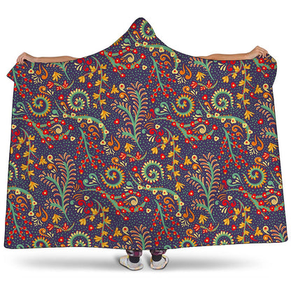 Mandala Floral Bohemian Pattern Print Hooded Blanket