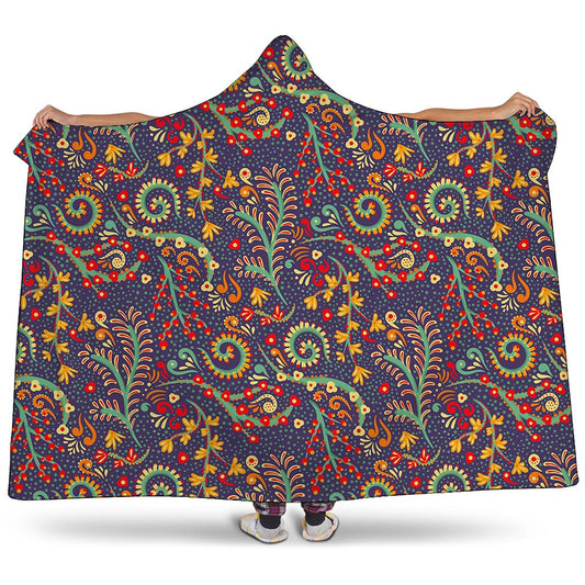 Mandala Floral Bohemian Pattern Print Hooded Blanket