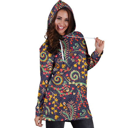 Mandala Floral Bohemian Pattern Print Hoodie Dress GearFrost