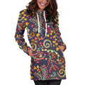 Mandala Floral Bohemian Pattern Print Pullover Hoodie Dress