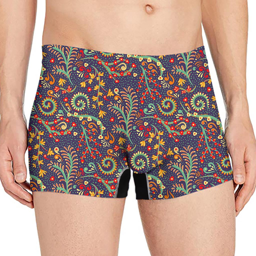 Mandala Floral Bohemian Pattern Print Men's Boxer Briefs
