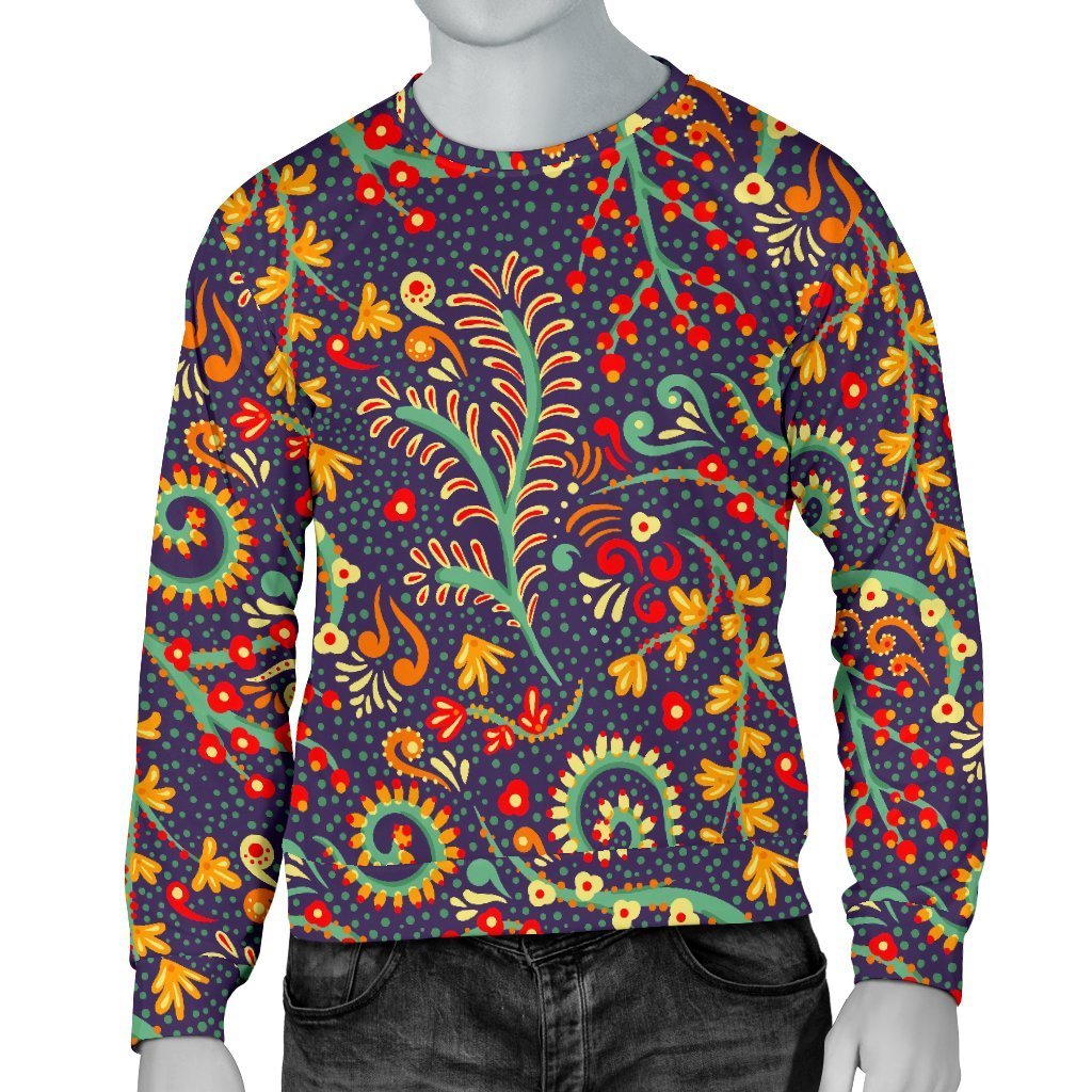 Mandala Floral Bohemian Pattern Print Men's Crewneck Sweatshirt GearFrost