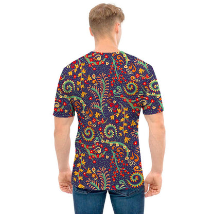 Mandala Floral Bohemian Pattern Print Men's T-Shirt
