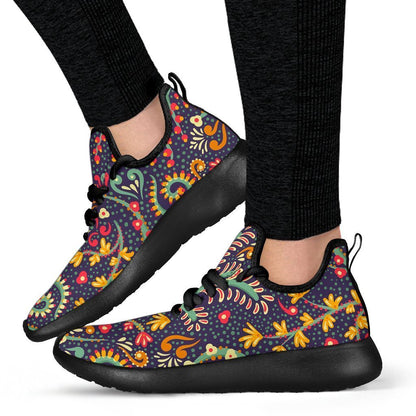 Mandala Floral Bohemian Pattern Print Mesh Knit Shoes GearFrost