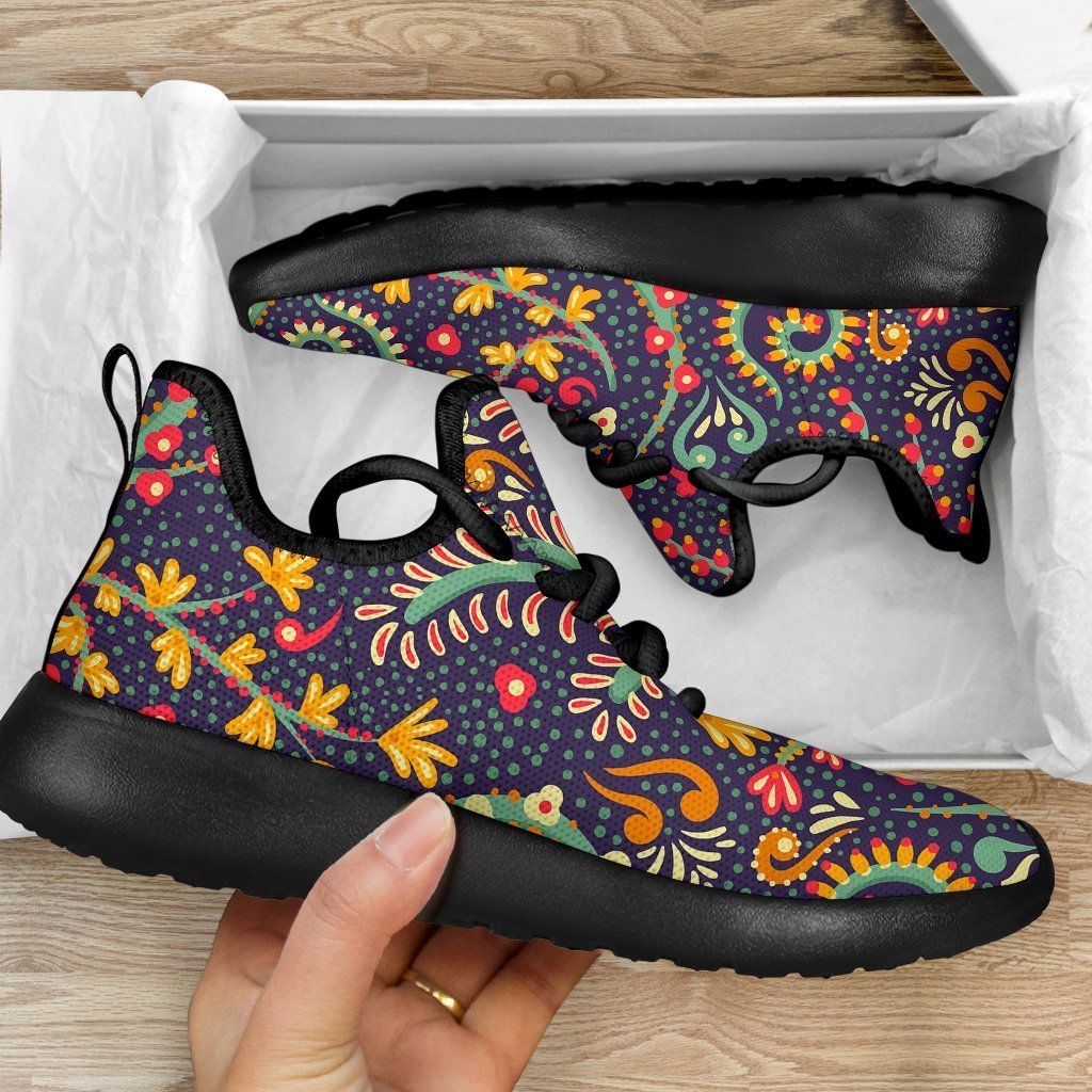 Mandala Floral Bohemian Pattern Print Mesh Knit Shoes GearFrost