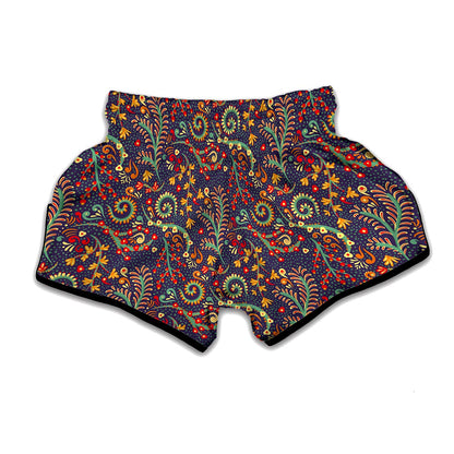 Mandala Floral Bohemian Pattern Print Muay Thai Boxing Shorts