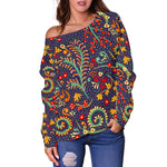 Mandala Floral Bohemian Pattern Print Off Shoulder Sweatshirt GearFrost