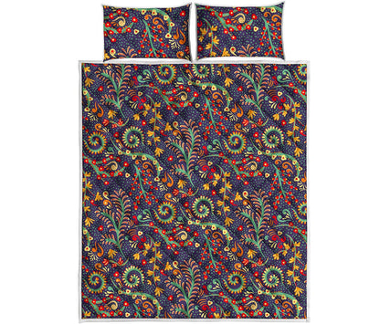 Mandala Floral Bohemian Pattern Print Quilt Bed Set