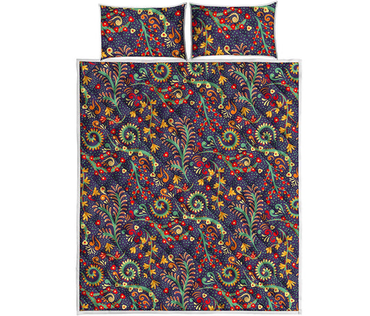 Mandala Floral Bohemian Pattern Print Quilt Bed Set