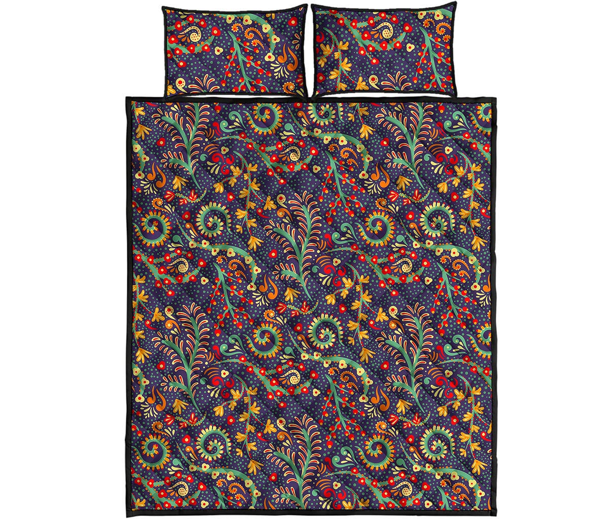Mandala Floral Bohemian Pattern Print Quilt Bed Set