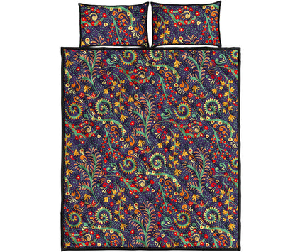 Mandala Floral Bohemian Pattern Print Quilt Bed Set