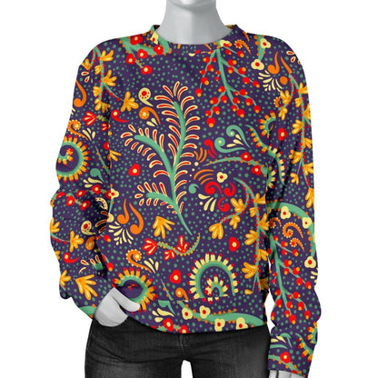 Mandala Floral Bohemian Pattern Print Women's Crewneck Sweatshirt GearFrost
