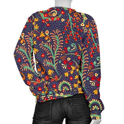 Mandala Floral Bohemian Pattern Print Women's Crewneck Sweatshirt GearFrost