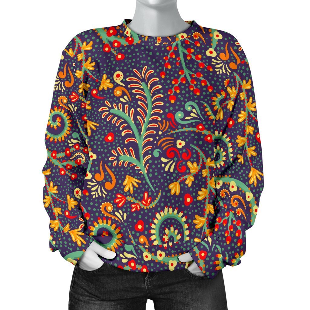 Mandala Floral Bohemian Pattern Print Women's Crewneck Sweatshirt GearFrost