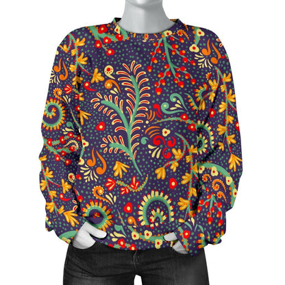 Mandala Floral Bohemian Pattern Print Women's Crewneck Sweatshirt GearFrost