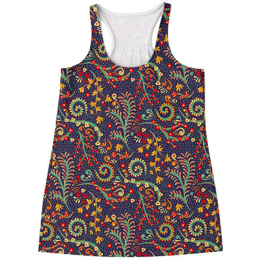 Mandala Floral Bohemian Pattern Print Women's Racerback Tank Top
