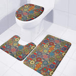 Mandala Star Bohemian Pattern Print 3 Piece Bath Mat Set