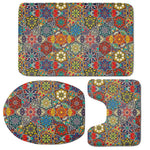 Mandala Star Bohemian Pattern Print 3 Piece Bath Mat Set