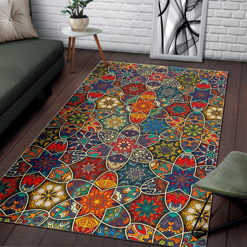 Mandala Star Bohemian Pattern Print Area Rug GearFrost