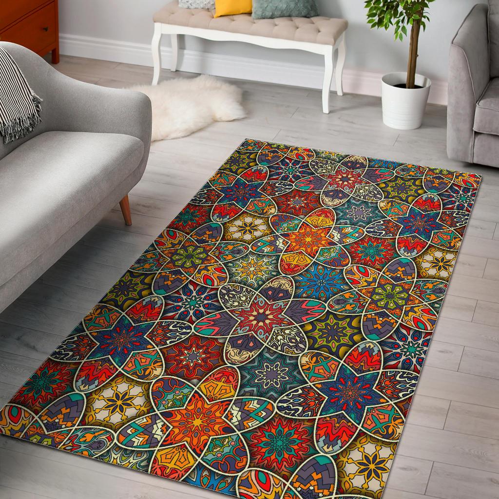 Mandala Star Bohemian Pattern Print Area Rug GearFrost