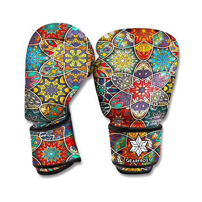 Mandala Star Bohemian Pattern Print Boxing Gloves