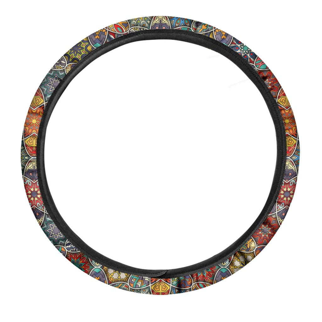 Mandala Star Bohemian Pattern Print Car Steering Wheel Cover