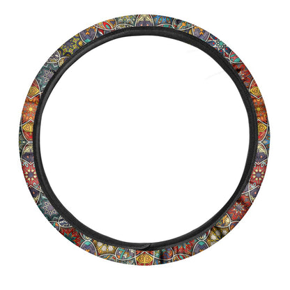 Mandala Star Bohemian Pattern Print Car Steering Wheel Cover