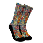 Mandala Star Bohemian Pattern Print Crew Socks