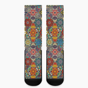 Mandala Star Bohemian Pattern Print Crew Socks