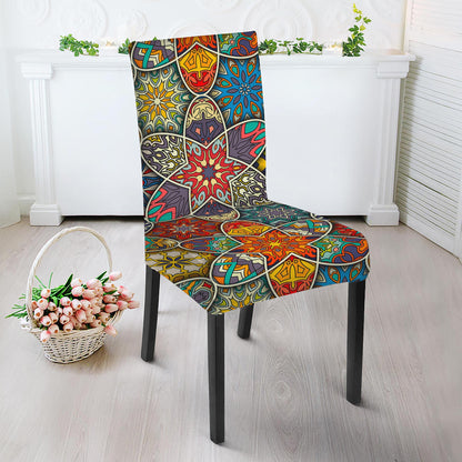 Mandala Star Bohemian Pattern Print Dining Chair Slipcover