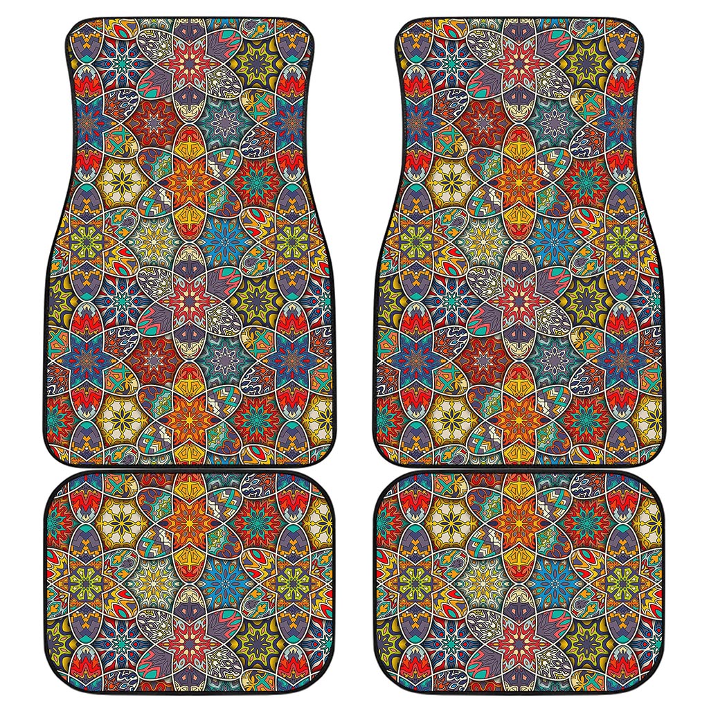 Mandala Star Bohemian Pattern Print Front and Back Car Floor Mats