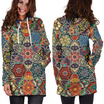 Mandala Star Bohemian Pattern Print Hoodie Dress GearFrost