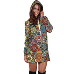 Mandala Star Bohemian Pattern Print Hoodie Dress GearFrost