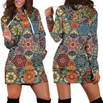 Mandala Star Bohemian Pattern Print Hoodie Dress GearFrost