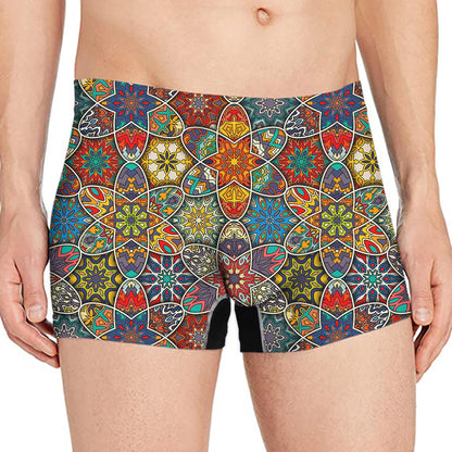 Mandala Star Bohemian Pattern Print Men's Boxer Briefs