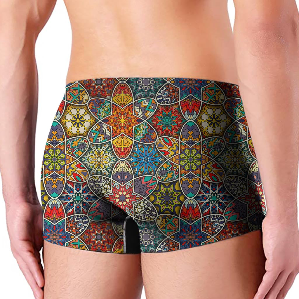 Mandala Star Bohemian Pattern Print Men's Boxer Briefs