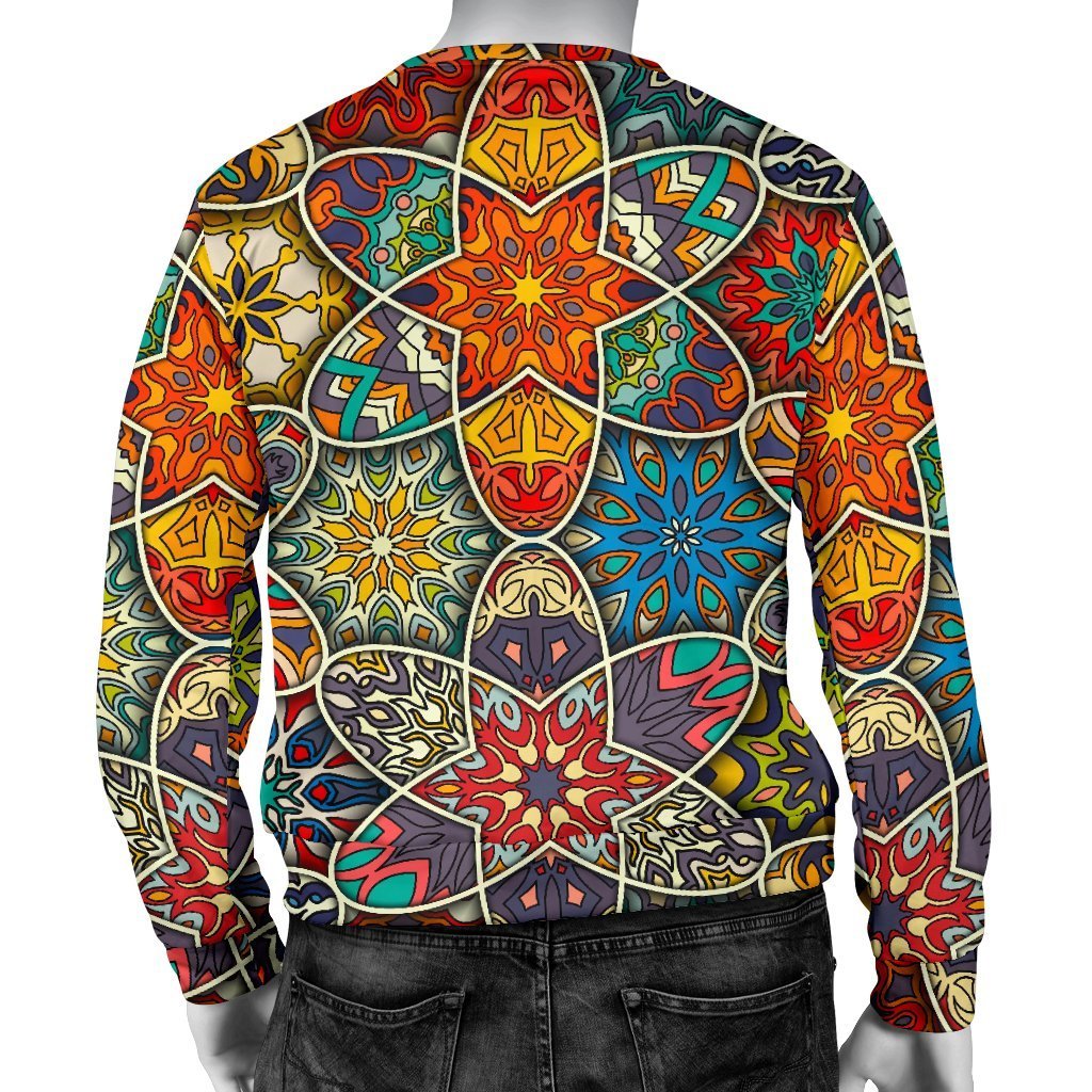 Mandala Star Bohemian Pattern Print Men's Crewneck Sweatshirt GearFrost