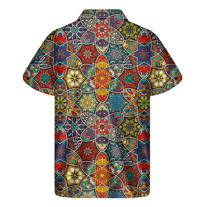 Mandala Star Bohemian Pattern Print Men's Short Sleeve Shirt