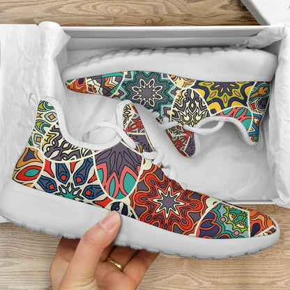 Mandala Star Bohemian Pattern Print Mesh Knit Shoes GearFrost